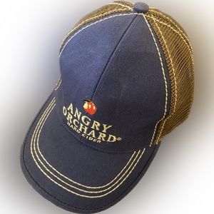 ANGRY ORCHARD Hard Cider Blue/Brown Baseball Trucker Distress Cap Hat Snapback.